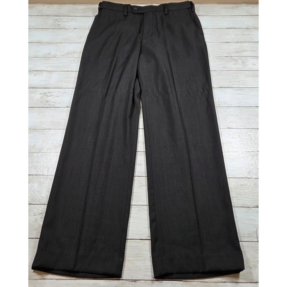 David Taylor Collection Dress Pants Flat Front Men 34x32 Black Straight